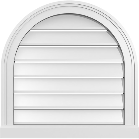 Ekena Millwork Round Top Surface Mount PVC Gable Vent: Functional, w/ 2"W x 2"P Brickmould Sill Frame, 22"W x 22"H GVPRT22X2203SF